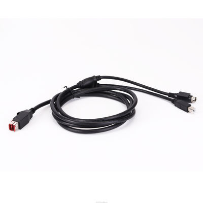 5A Nylon 24V Powered USB Cable para USB-B Macho e Hosiden Plug para impressora