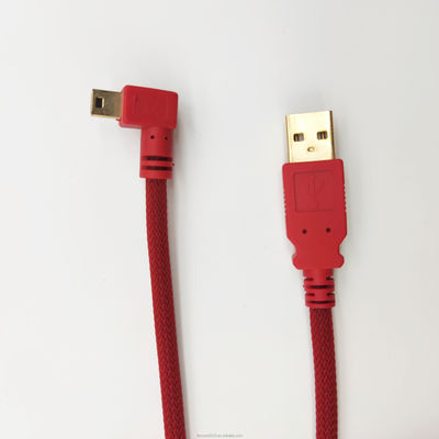 Red Customizado USB 2.0 USB Um macho para o ângulo direito Mini cabo USB carregamento rápido